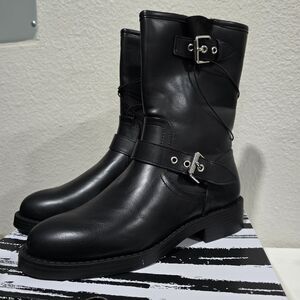 New Dolce Vita Women's Buckle Moto Motorcycle Booties Boots Black Size 9